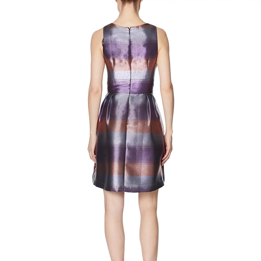 Laundry by Shelli segal striped metallic fit and flare dress in purple gradient - Picture 2 of 3